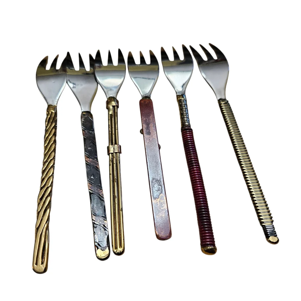 Vintage Creative Copper Cutlery Set Dessert Spoon Dessert Fork Flatware MS53